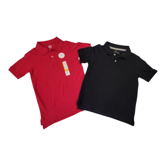 Wonder Nation Faded Glory Boys Polo Set Small 6-7 Red Black - Picture 1 of 9